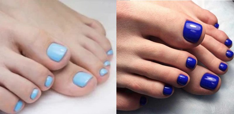 Unhas azuis nos pés
