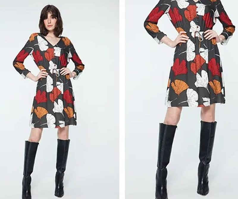 Vestido com bota cano longo